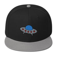 Space Alien Ship UFO Flying Saucer Embroidered Flat Bill Cap embroidered snapback hat, product image 11