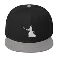 Ronin Samurai Warrior Swordsman Embroidered Flat Bill Cap embroidered snapback hat, product image 12