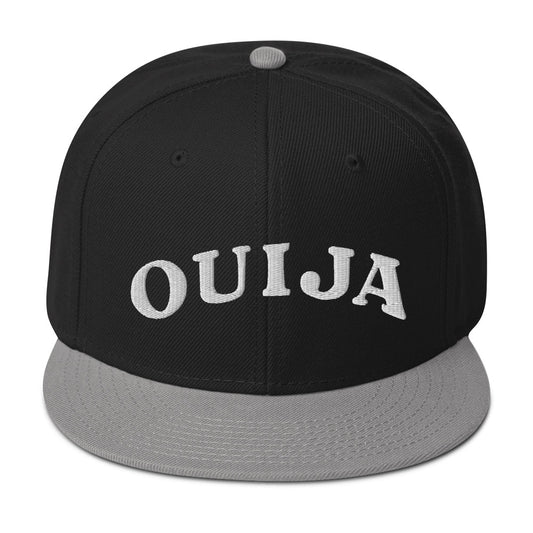 White Ouija Spirit Board Words Embroidered Flat Bill Cap embroidered snapback hat, product image 1