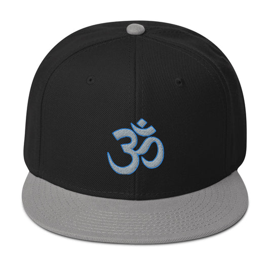 Grey OM Sacred Spiritual Symbol Embroidered Flat Bill Cap embroidered snapback hat, product image 1