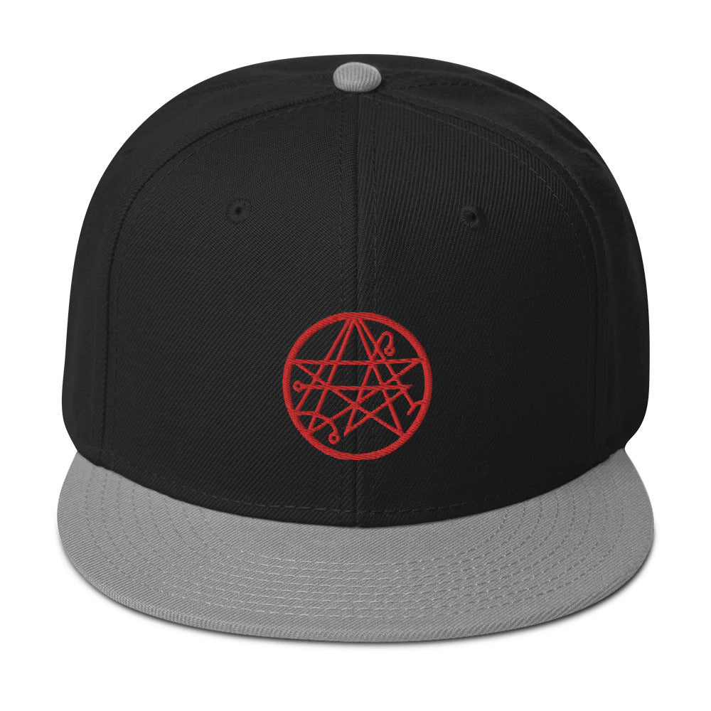 Red Necronomicon Symbol Book of Dead Embroidered Flat Bill Cap Snapback Hat