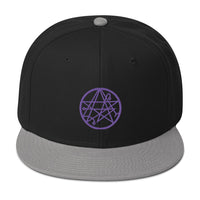Purple Necronomicon Symbol Book of Dead Embroidered Flat Bill Cap embroidered snapback hat, product image 11