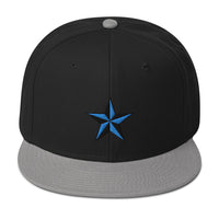 Blue Nautical North Star Embroidered Flat Bill Cap embroidered snapback hat, product image 12