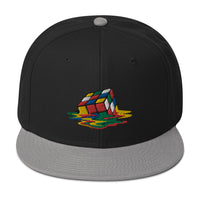 Melting Speed Cube Gaming Puzzle Box Embroidered Flat Bill Cap embroidered snapback hat, product image 11