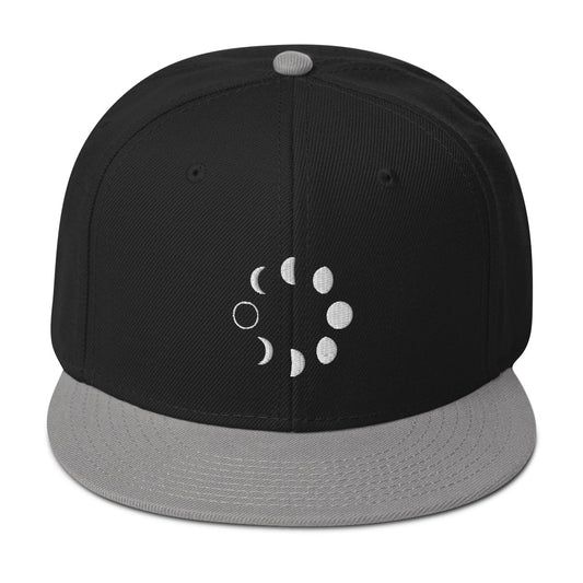 Lunar Moon Phases Embroidered Flat Bill Cap embroidered snapback hat, product image 1