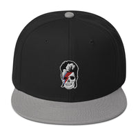 Lightning Bolt Skull David Bowie Embroidered Flat Bill Cap embroidered snapback hat, product image 12