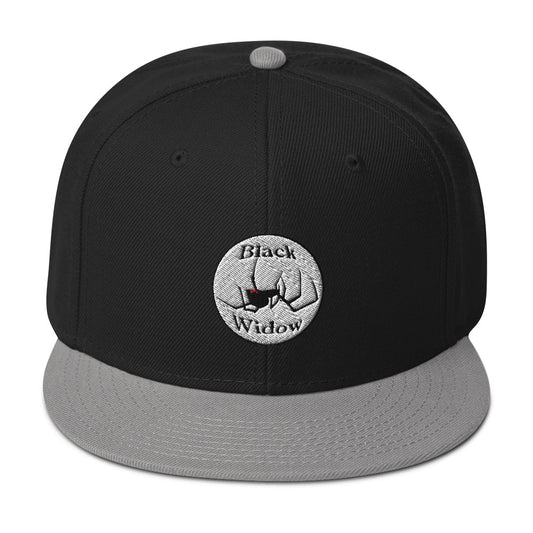 Black Widow Spider Latrodectus Embroidered Flat Bill Cap embroidered snapback hat, product image 1