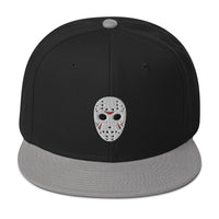 Horror Hockey Mask Embroidered Flat Bill Cap embroidered snapback hat, product image 1