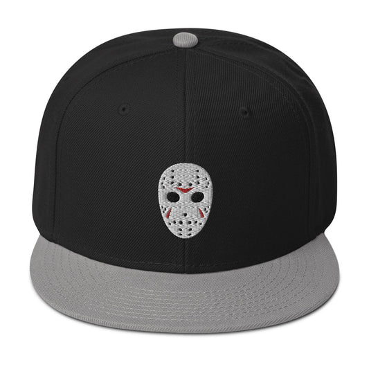 Horror Hockey Mask Embroidered Flat Bill Cap embroidered snapback hat, product image 1