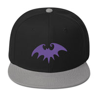 Purple Halloween Gothic Vampire Bat Embroidered Flat Bill Cap embroidered snapback hat, product image 11