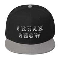 White Circus Freak Show Embroidered Flat Bill Cap embroidered snapback hat, product image 12