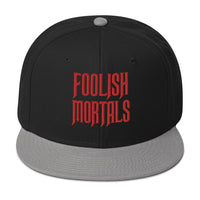Red Foolish Mortals Haunted Mansion Embroidered Flat Bill Cap embroidered snapback hat, product image 11