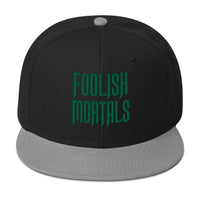 Green Foolish Mortals Haunted Mansion Embroidered Flat Bill Cap embroidered snapback hat, product image 12