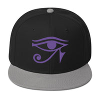 Purple Eye of Ra Egyptian Goddess Embroidered Flat Bill Cap embroidered snapback hat, product image 11