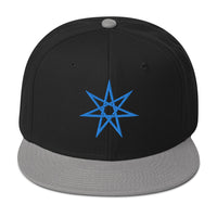 Blue Elven Star Witchcraft Symbol Embroidered Flat Bill Cap embroidered snapback hat, product image 12