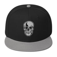 Death Skull Embroidered Horror Style Flat Bill Cap embroidered snapback hat, product image 12