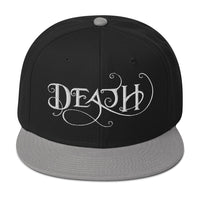 Whimsical Death – This is the End Embroidered Flat Bill Cap embroidered snapback hat, product image 1