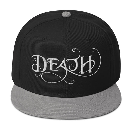Whimsical Death – This is the End Embroidered Flat Bill Cap embroidered snapback hat, product image 1