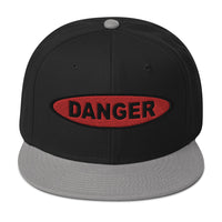 Red Danger Warning Sign Embroidered Flat Bill Cap embroidered snapback hat, product image 11