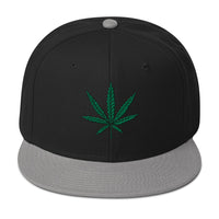 Cannabis Pot Leaf Marijuana Embroidered Flat Bill Cap embroidered snapback hat, product image 12
