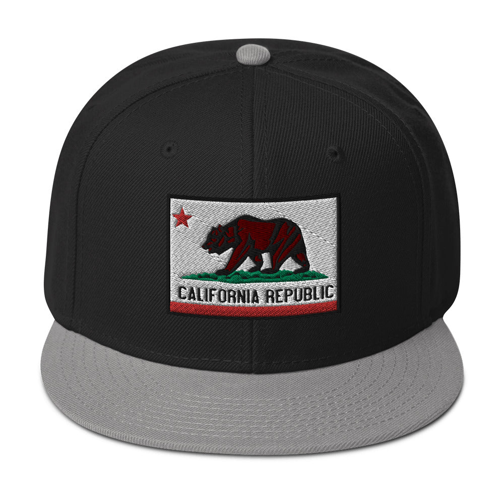 California U.S. State Flag Embroidered Flat Bill Cap Snapback Hat