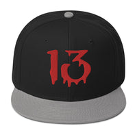 Bloody Number Thirteen 13 Lucky Halloween Embroidered Flat Bill Cap embroidered snapback hat, product image 11