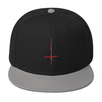 Red Inverted Cross Black Metal Style Embroidered Flat Bill Cap embroidered snapback hat, product image 11