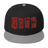 Black and Red Vertical Stripe Goth Embroidered Flat Bill Cap embroidered snapback hat, product image 11