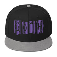 Black and Purple Vertical Stripe Goth Embroidered Flat Bill Cap embroidered snapback hat, product image 11