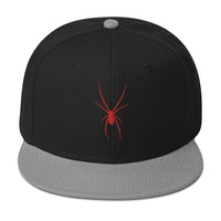 Red Arachnid Creepy Black Widow Spider Embroidered Flat Bill Cap embroidered snapback hat, product image 11