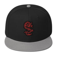 Red Ancient Chinese Dragon Embroidered Flat Bill Cap embroidered snapback hat, product image 11