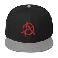 Red Anarchy Sign Punk Rock Chaos Embroidered Flat Bill Cap embroidered snapback hat, product image 11