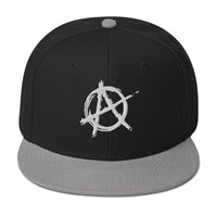 White Anarchy Sign Punk Rock Chaos Embroidered Flat Bill Cap embroidered snapback hat, product image 12
