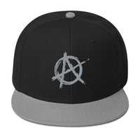 Grey Anarchy Sign Punk Rock Chaos Embroidered Flat Bill Cap embroidered snapback hat, product image 1