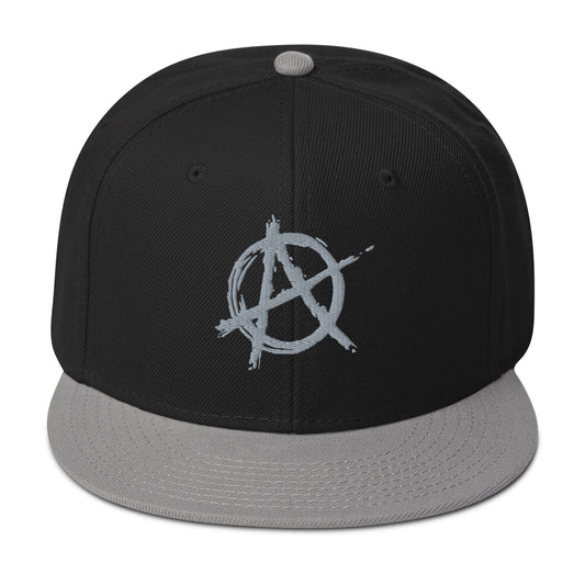 Grey Anarchy Sign Punk Rock Chaos Embroidered Flat Bill Cap embroidered snapback hat, product image 1