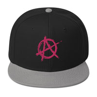 Pink Anarchy Sign Punk Rock Chaos Embroidered Flat Bill Cap embroidered snapback hat, product image 12