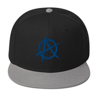 Blue Anarchy Sign Punk Rock Chaos Embroidered Flat Bill Cap embroidered snapback hat, product image 12