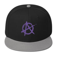 Purple Anarchy Sign Punk Rock Chaos Embroidered Flat Bill Cap embroidered snapback hat, product image 11