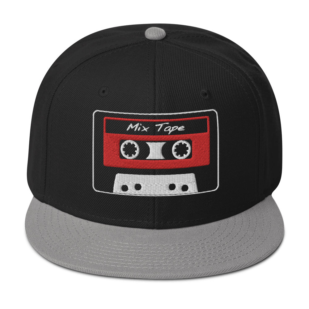 80's Style Retro Cassette Mix Tape Embroidered Flat Bill Cap Snapback Hat