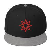 Red 8 Point Star Octagram Anu God Embroidered Flat Bill Cap embroidered snapback hat, product image 11