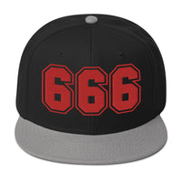 Red 666 The Number of the Beast Evil Embroidered Flat Bill Cap embroidered snapback hat, product image 11