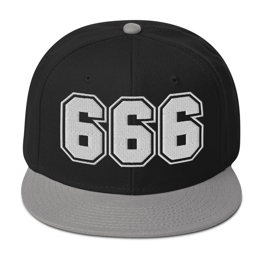 White 666 The Number of the Beast Evil Embroidered Flat Bill Cap Snapback Hat