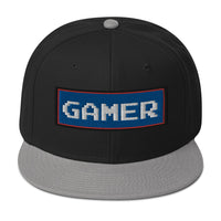80's Retro Style 8 Bit Gamer Embroidered Flat Bill Cap embroidered snapback hat, product image 1