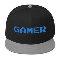 8 Bit Gamer Embroidered Flat Bill Cap embroidered snapback hat, product image 12