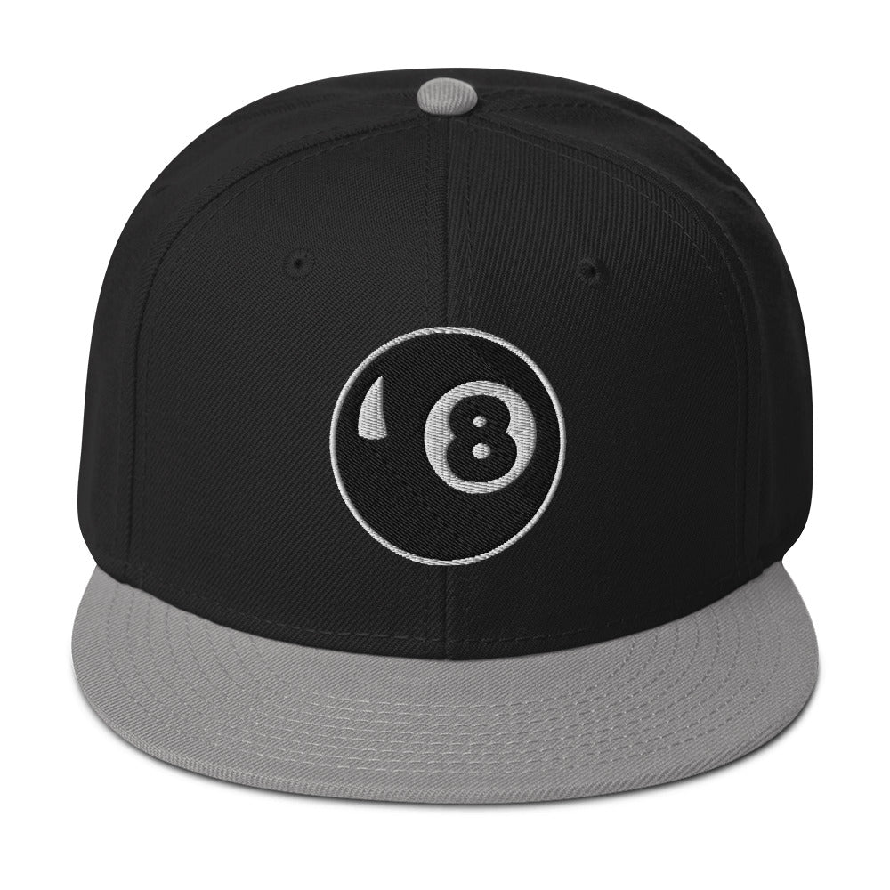 8 Ball Pool Billiards Embroidered Flat Bill Cap Snapback Hat