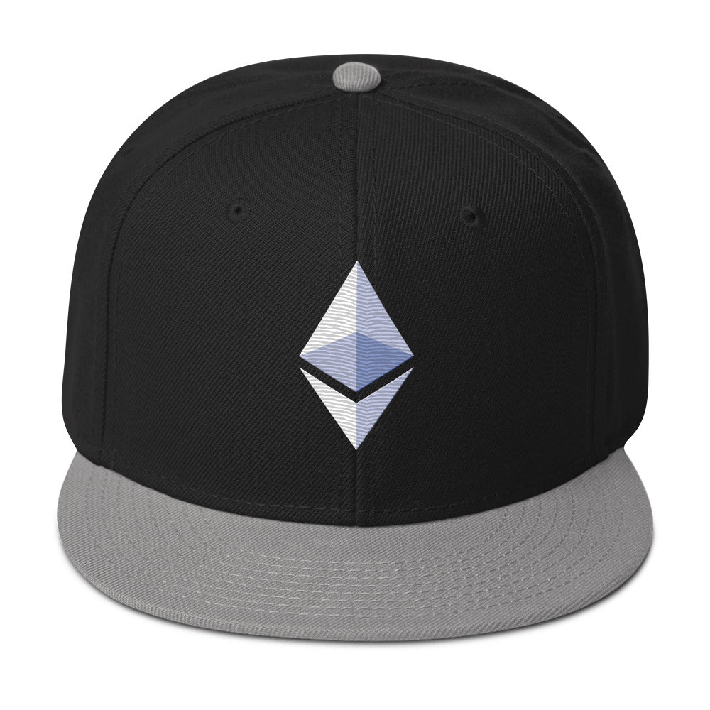 ETH Ethereum Cryptocurrency Symbol Flat Bill Cap Snapback Hat