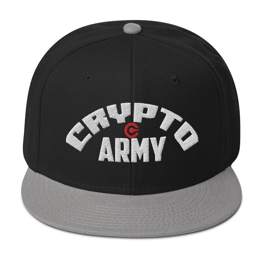 Crypto Army Curved Cryptocurrency Symbol Flat Bill Cap Snapback Hat