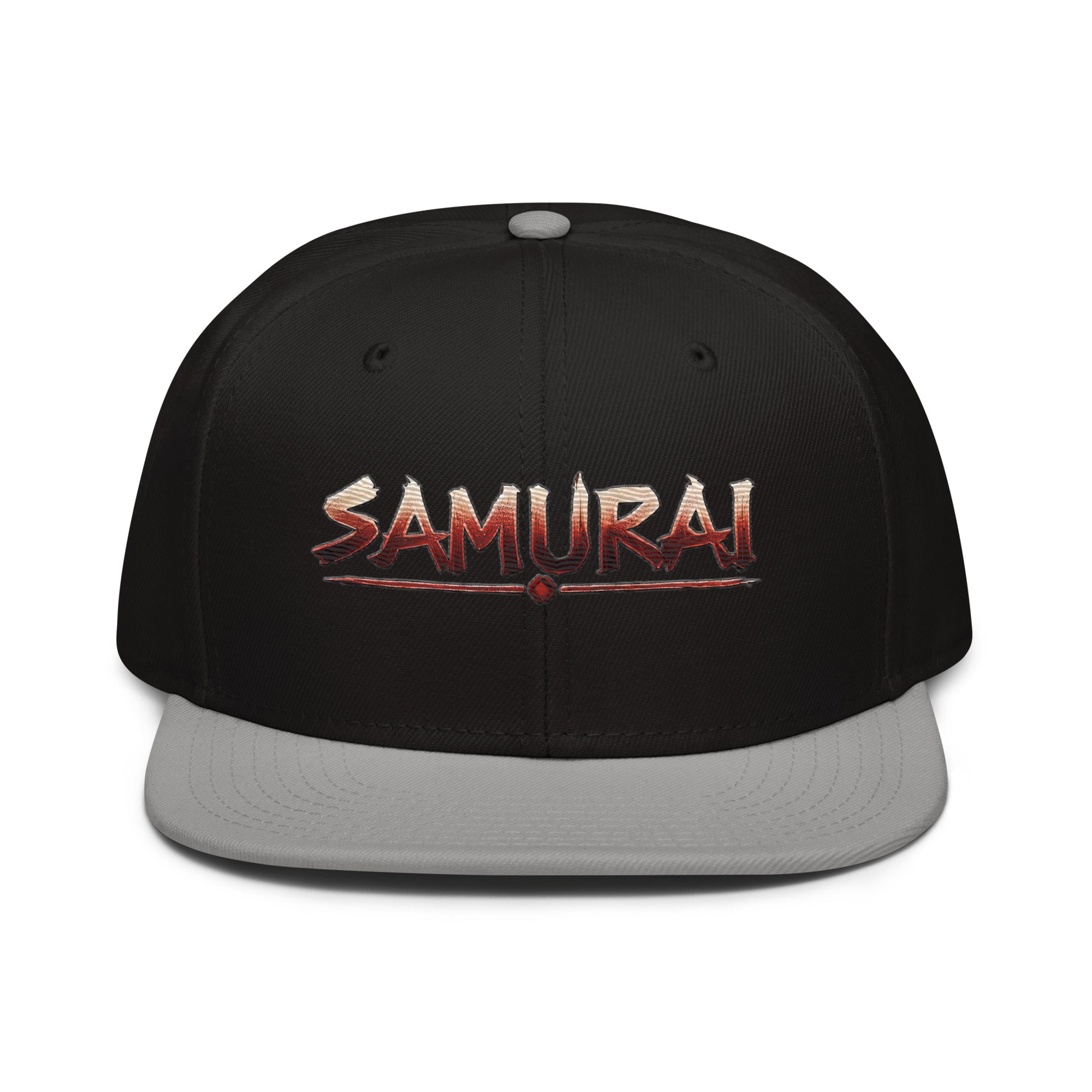 Anime Samurai Warrior Embroidered Flat Bill Snapback Hat