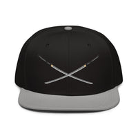 Dual Samurai Swords Anime Warrior Embroidered Flat Bill embroidered snapback hat, product image 6