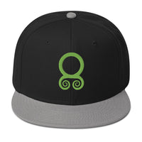 Green Viking Troll Cross Norse Flat Bill Cap embroidered snapback hat, product image 6